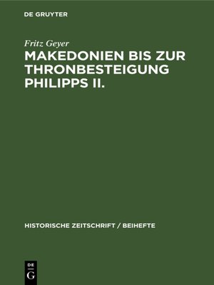 cover image of Makedonien bis zur Thronbesteigung Philipps II.
